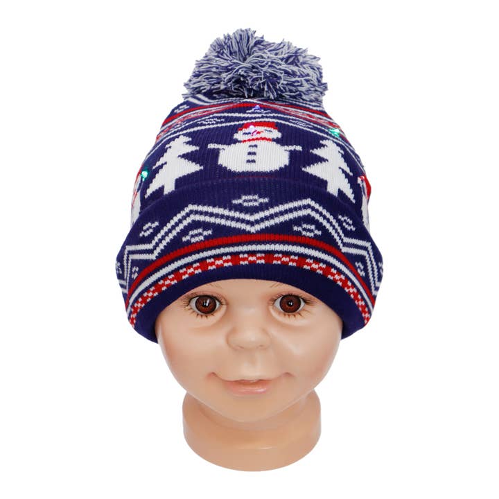 Cap Zone - Wholesale Beanie - Kids - Toddlers Christmas LED Light-Up Cuffed Beanie4
