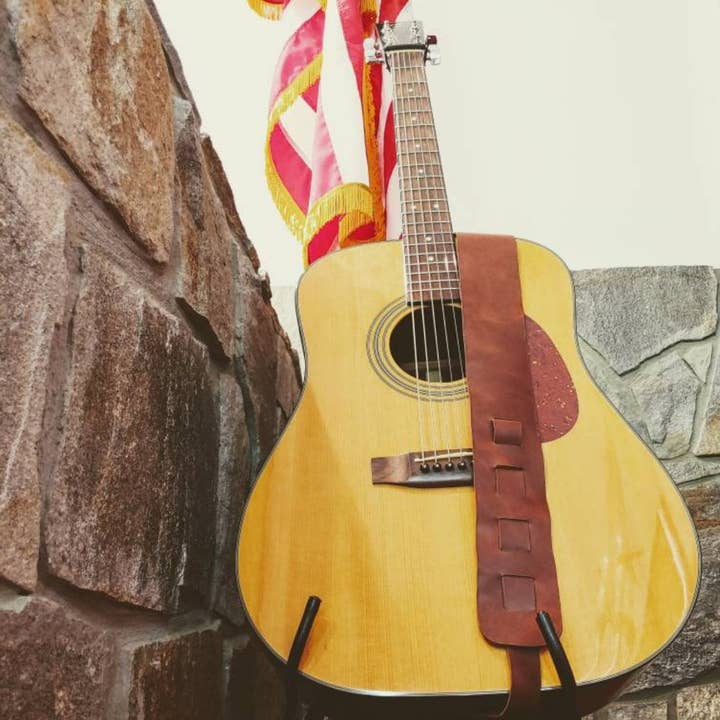 Basic Leather guitar strap for wholesale by Tiger Mountain Leatherworks