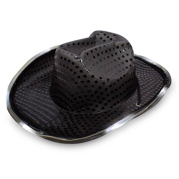 Windy City Novelties - Wholesale Costume - Unisex - LED Light Up Black Sequin Cowboy Hats1