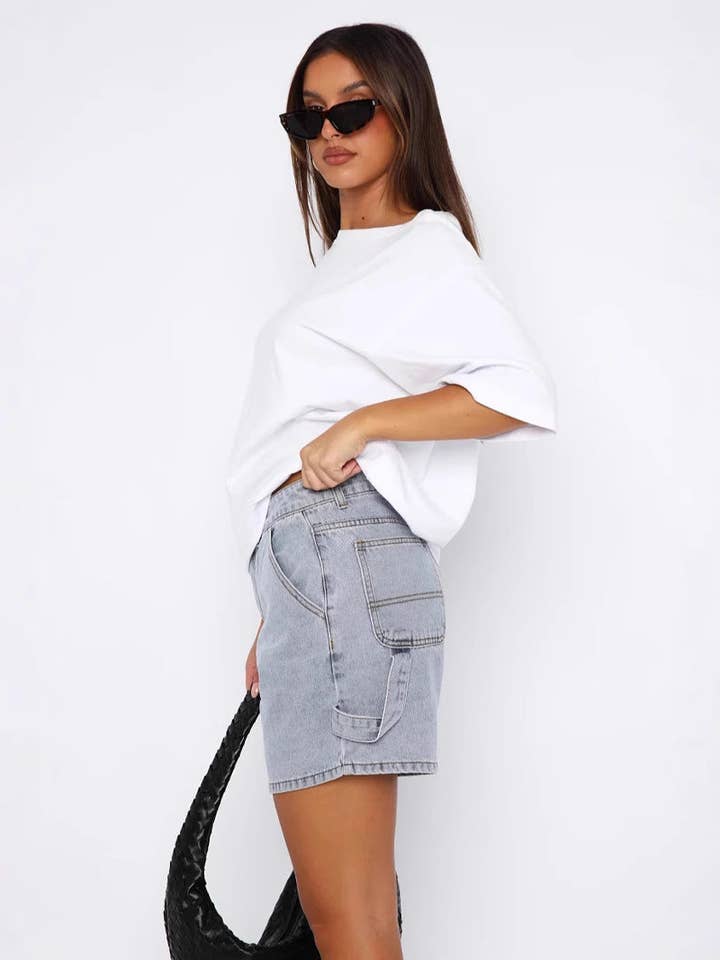 Marayn - Wholesale Shorts – Women’s - 2025 Summer Street Style Washed Denim Carpenter Pants25
