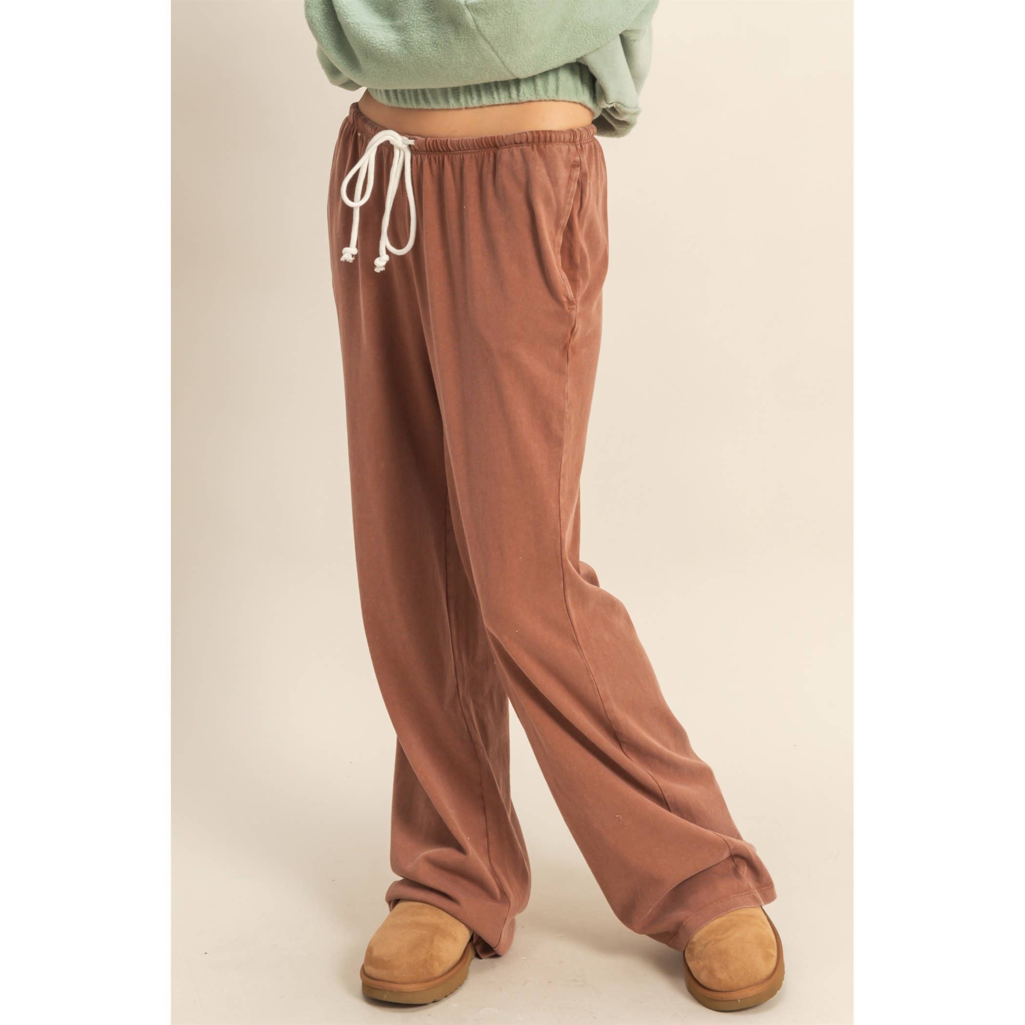 Double Zero - Vendita all'ingrosso Pantaloni sportivi/da jogging loungewear - Donna - Pantaloni rilassati a vita con coulisse lavati con minerali7