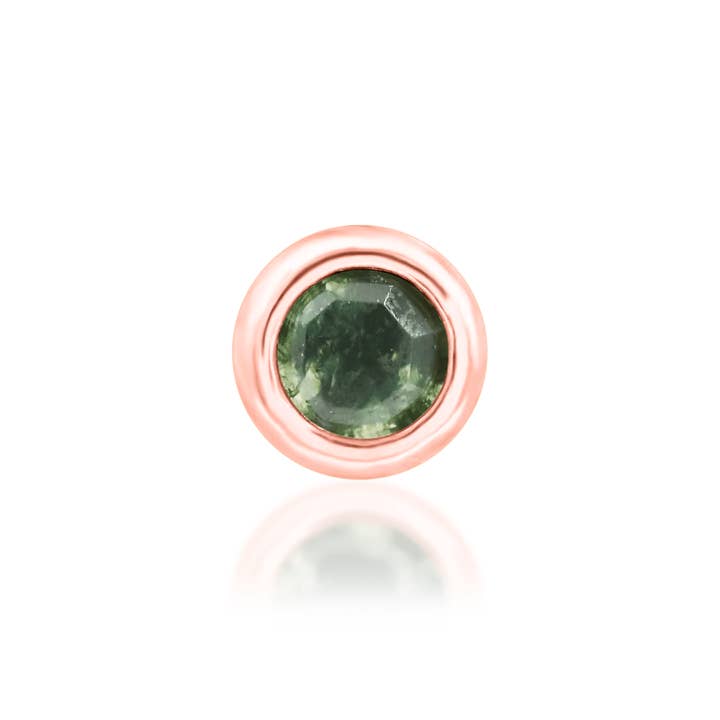 Piercing-zone - Wholesale Single Earring - Alary – 14K Gold Moss Agate Threadless End