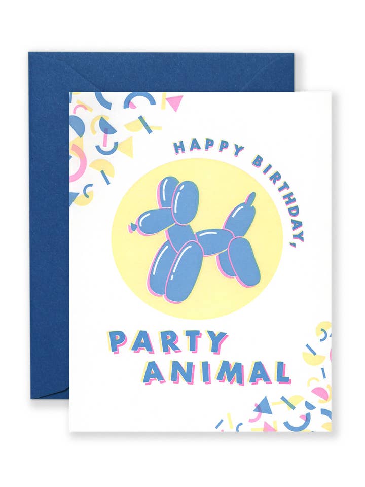 Party Animal Letterpress Birthday Greeting Card for wholesale by Lionheart Prints