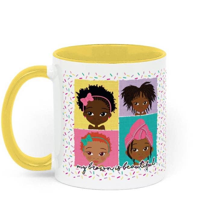 TAZZA IN CERAMICA 4 BROWN GIRLS GIALLA | Fefus Designs per la vendita all'ingrosso da parte di Fefus Designs