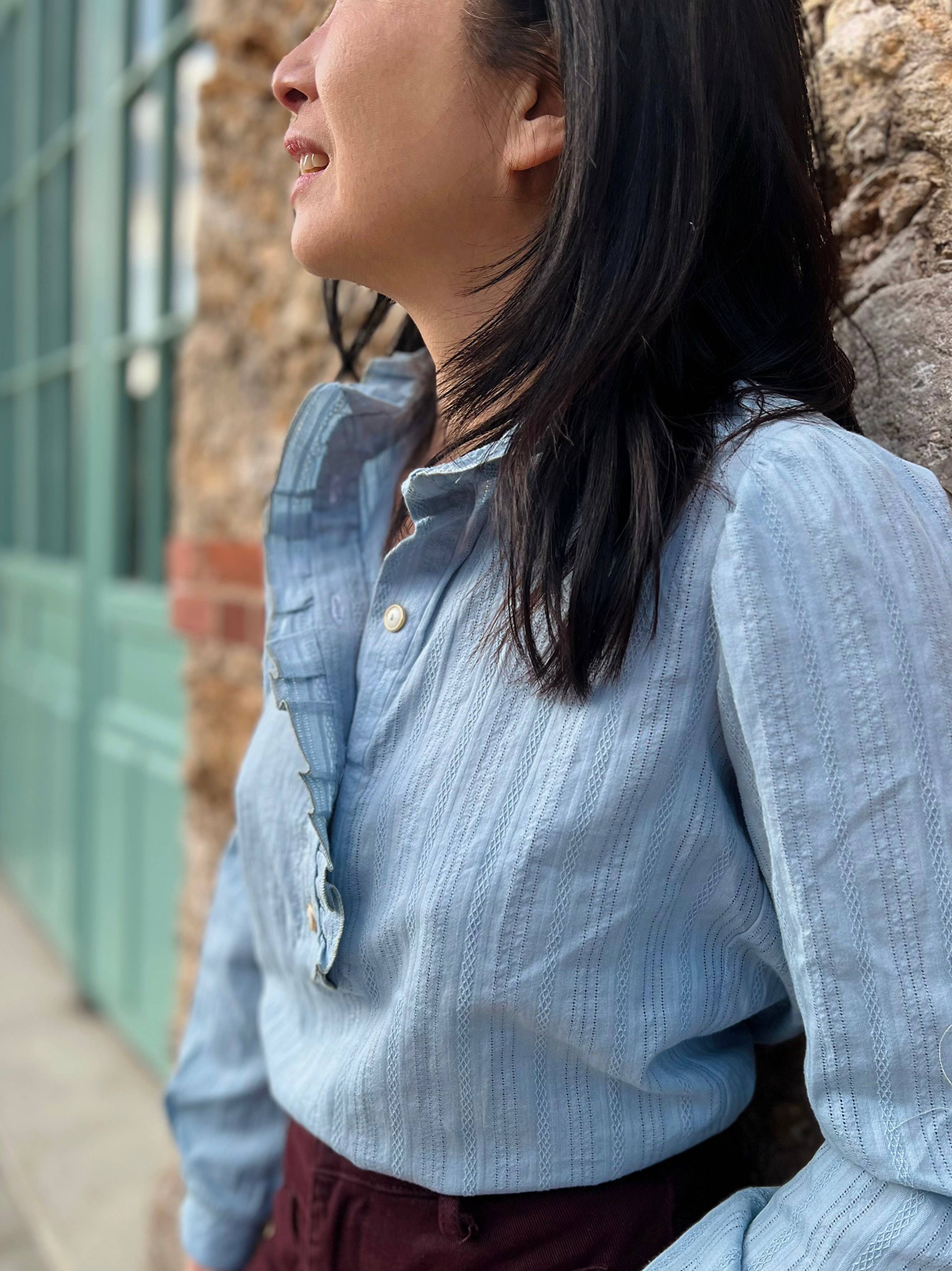 MY DRESS MADE - Wholesale Blouse - Women's - IRIS sky blue embroidered fabric - 100% cotton3