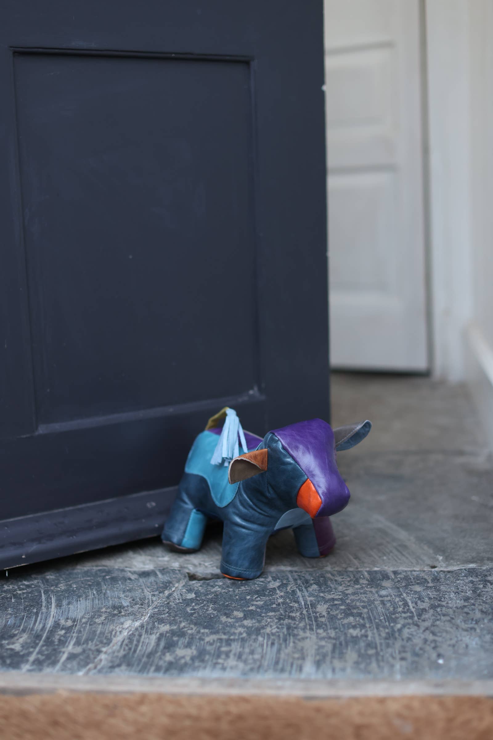 Owen Barry Ltd - Wholesale Door Stop - Leather Doorstop | Multi Patchwork | Cow Doorstop1