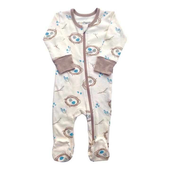 Zippy footed in cotone biologico - Quail Nest per la vendita all'ingrosso da parte di Cat & Dogma