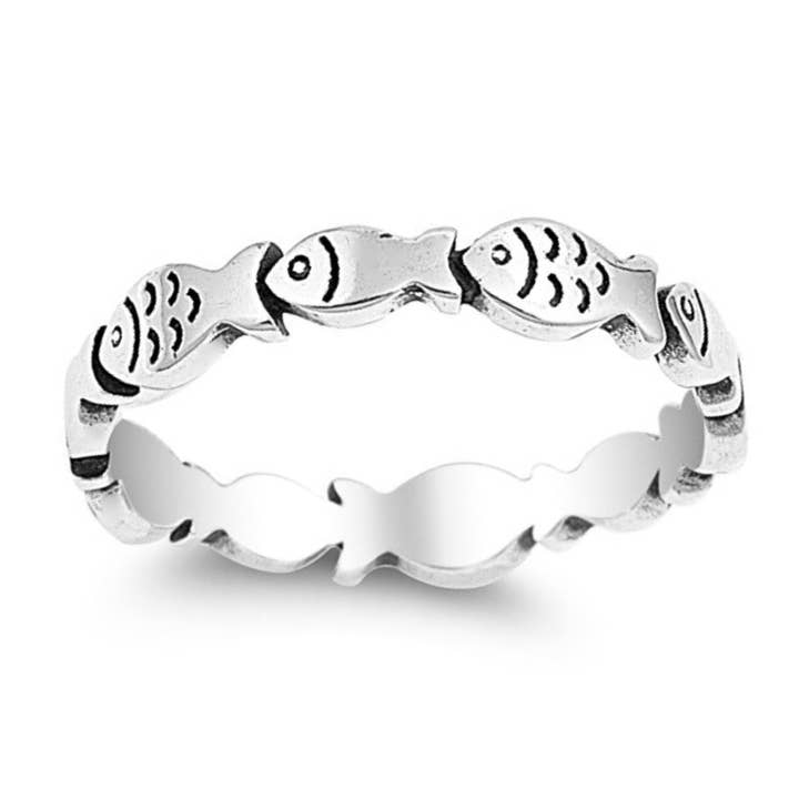 R-160 Fish Infinity Ring for wholesale by Moonrise Jewelry