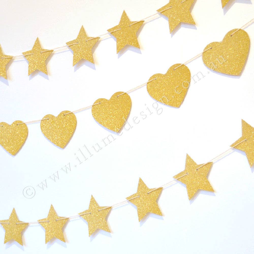 Illume Partyware - Wholesale Slingers - Gouden en zilveren glitter star omkeerbare slinger3