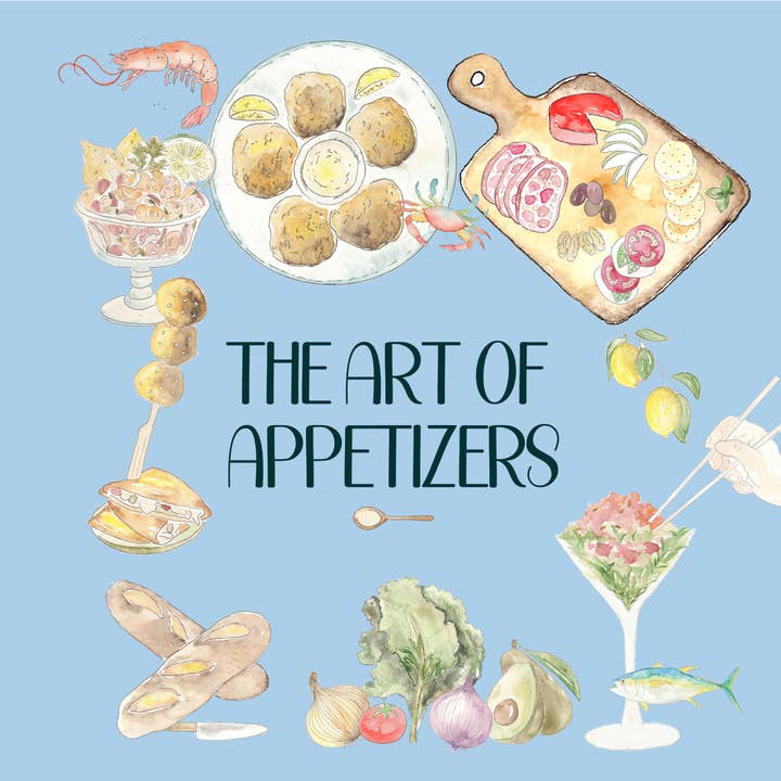 The Art of Appetizers - Hand Painted Illustrated Cookbook for wholesale by Molly Joseph Fine Art