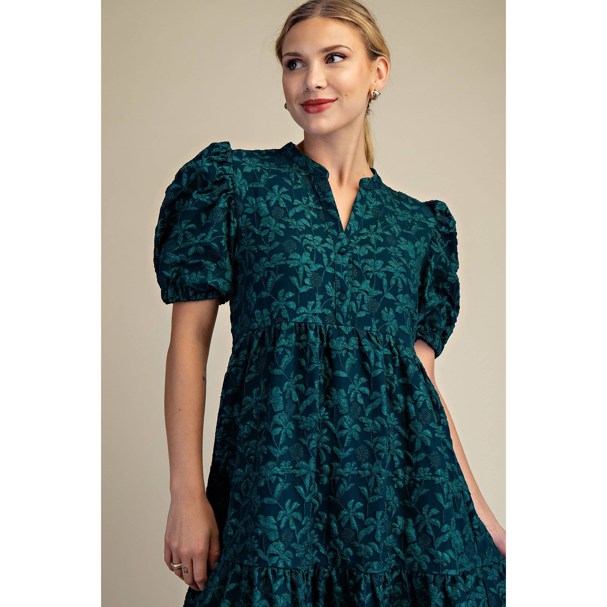 STYLE USA - Wholesale Dress - Women's - NEW Puff Sleeve Midi Dress9