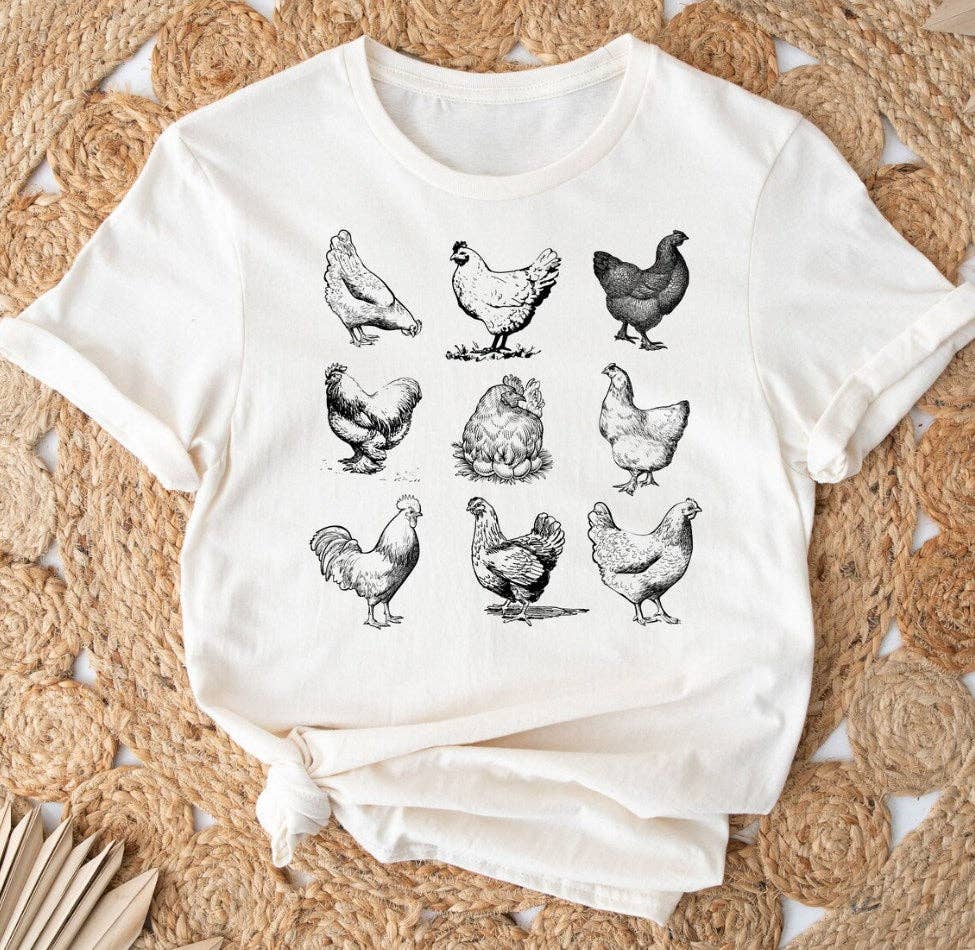 Peach Closet - Vente Sweat-shirt à imprimés – femme - T-shirt ou sweat-shirt d'équipage 9 Chicken Sketches1