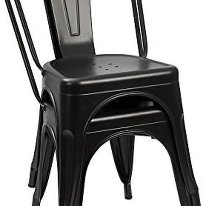 Black Chic Stackable Metal Dining Chairs for Indoor-Outdoor Use for wholesale on Faire