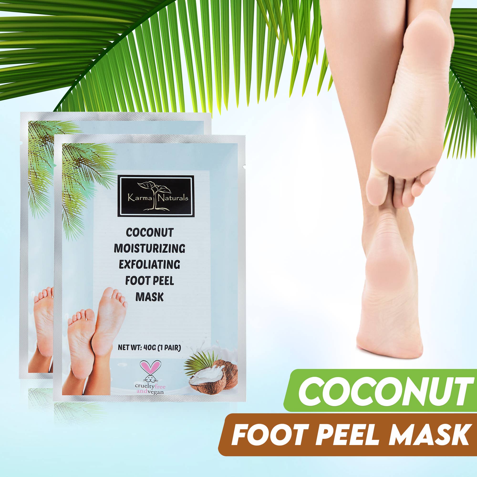 Karma Organic spa - Wholesale Foot Mask - Foot Peel Mask 2 Pack –Coconut Peeling Mask 100% Organic7