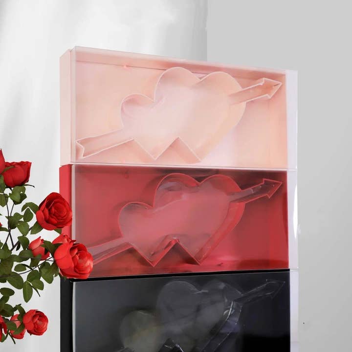 Cupid's Arrow of Love Transparent Flower Gift Box with Clear Cover for wholesale by Elegant Design Supply