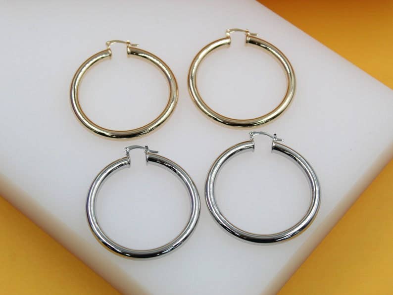 MIA Jewelry - Wholesale Hoop Earrings - 18K Gold Filled 5mm Thick Lever Back Hoop Earrings (J12)3