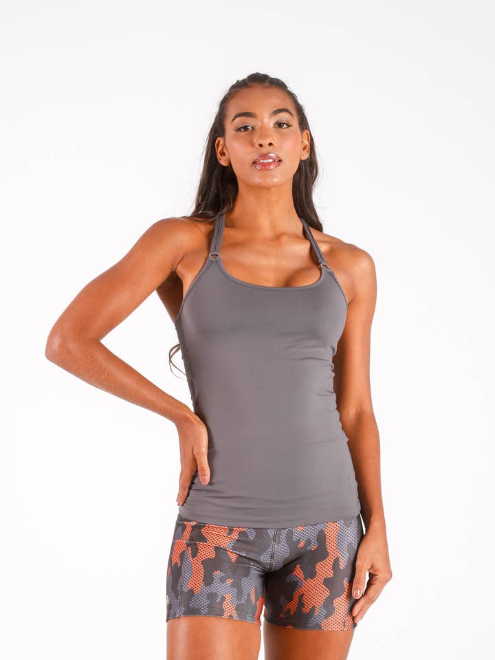 Tanque Racerback Cinzento por atacado de Cloud9ine Activewear