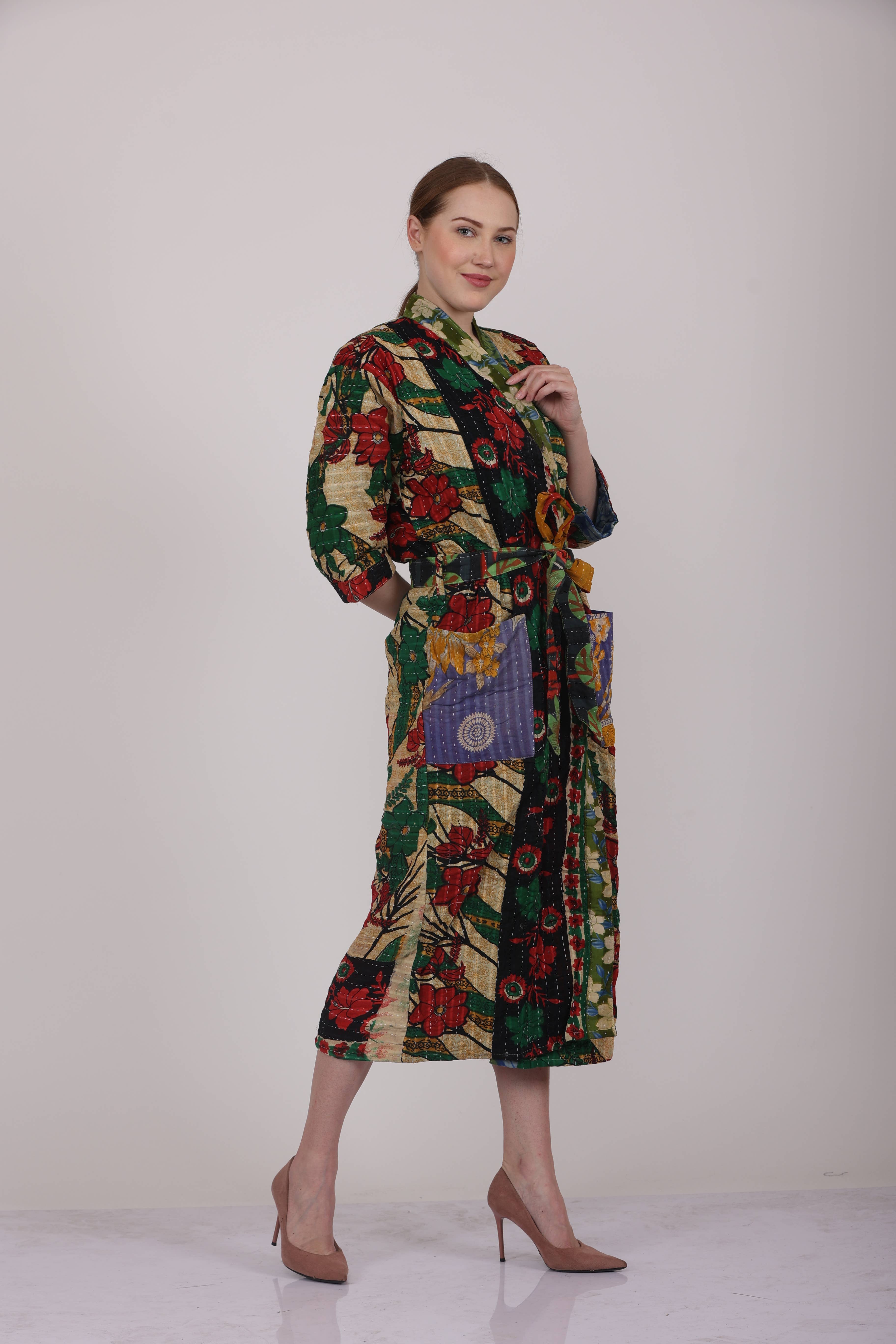 Wevez – Robe - Mulher por atacado – Lote por Atacado de Casacos Vintage Kantha Estampados para Mulheres13