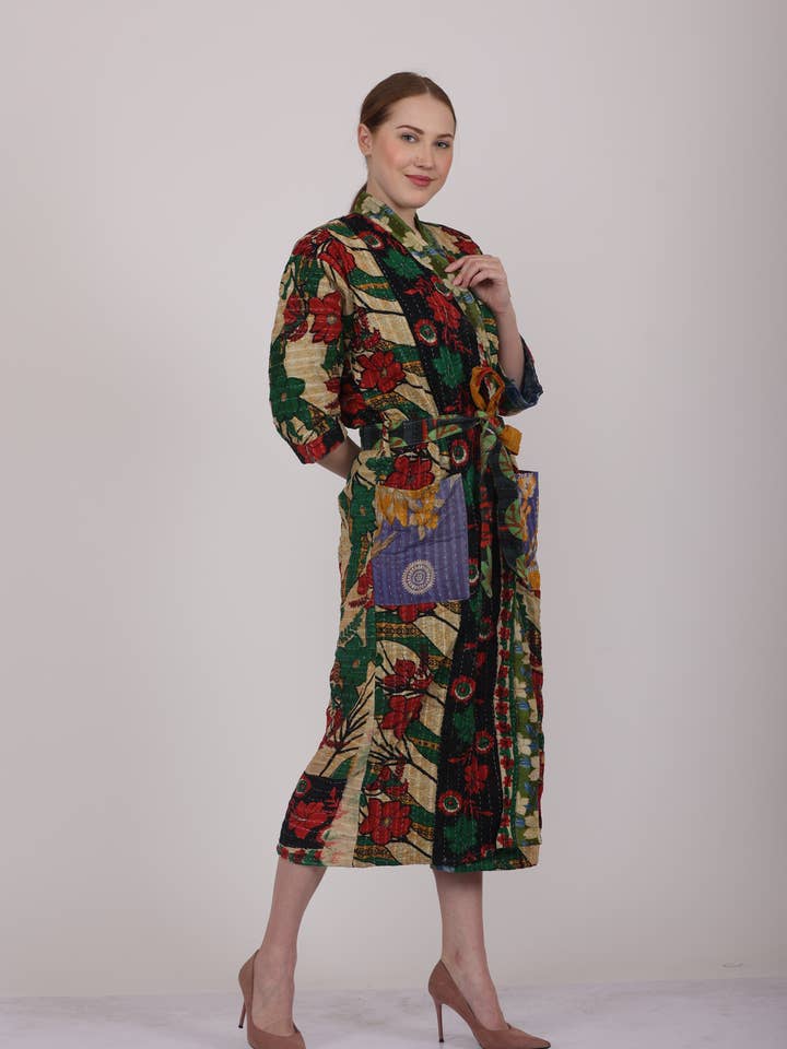 Wevez - Wholesale Robe - Women's - Wholesale Lot Printed Vintage Kantha Jacket Robe for Women 13