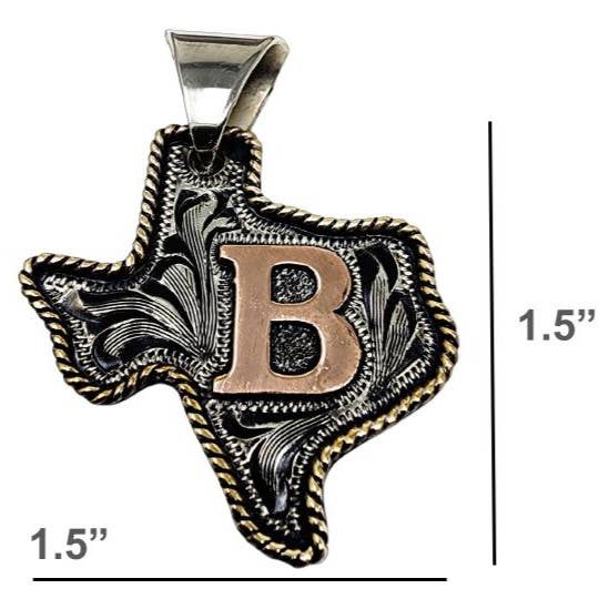 Handmade Texas Necklace & Keychain with Copper Initial for wholesale by Virginia Handbags