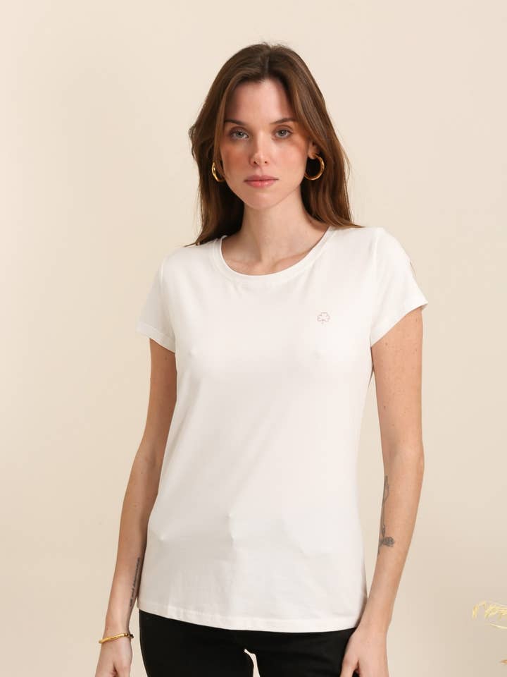 Cotton T-shirt with clover pattern for wholesale by Attrait Paris