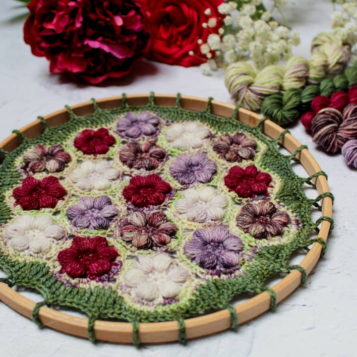 SAMPLE - Peony Blossom Mandala for wholesale by Pineapple Fibre Art