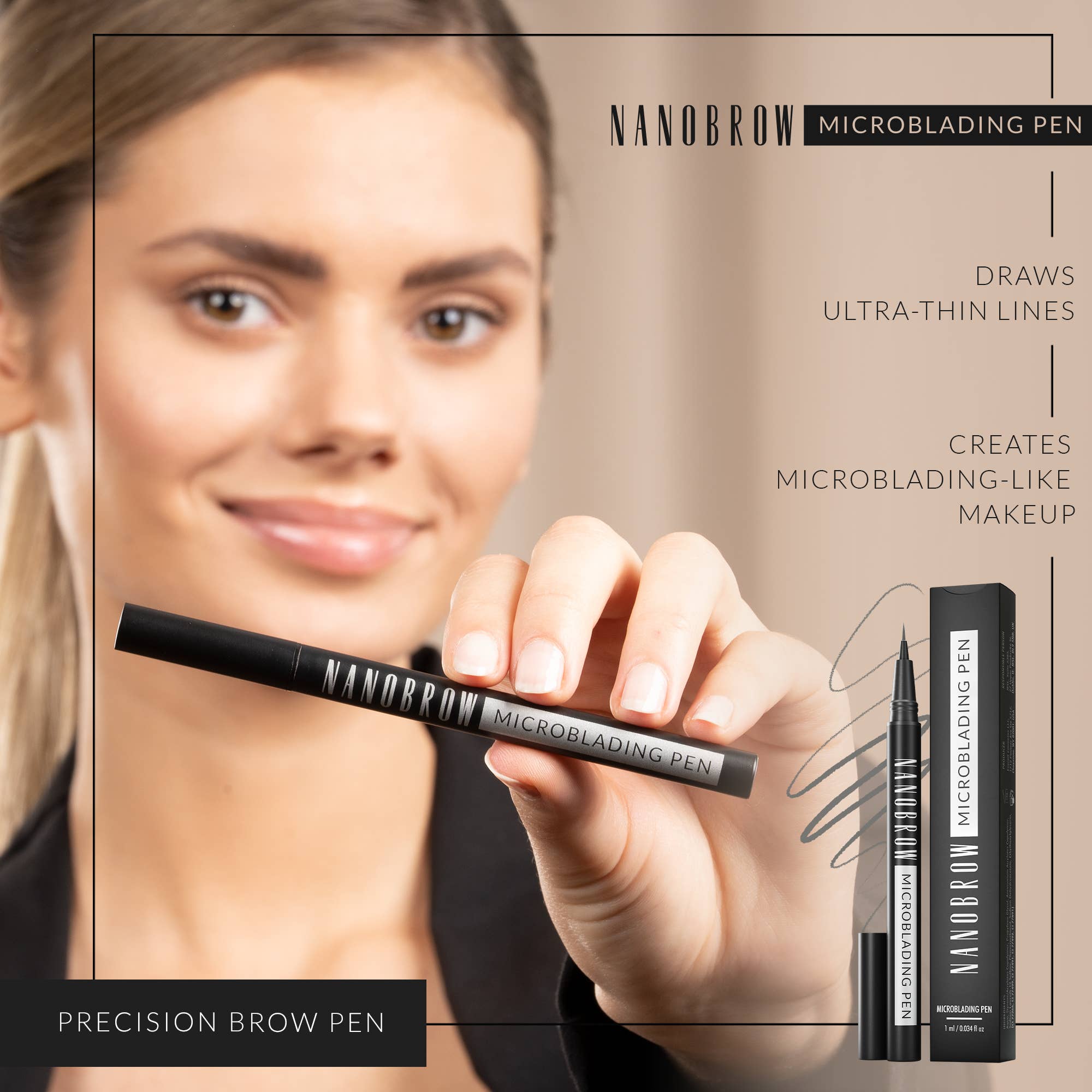 Everett Cosmetics - Wholesale Eyebrow Pencil/Filler - Nanobrow Microblading Pen Ash Blonde- brow makeup pen3