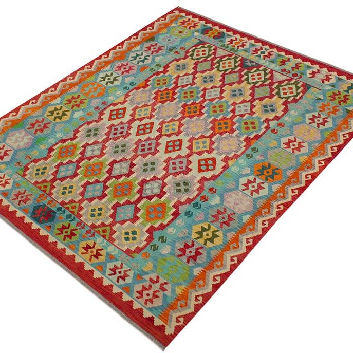Southwestern Turkish Kilim James Hand-Woven Wool Rug - 8'4'' x 9'9'' for wholesale by Arshs Fine Rugs