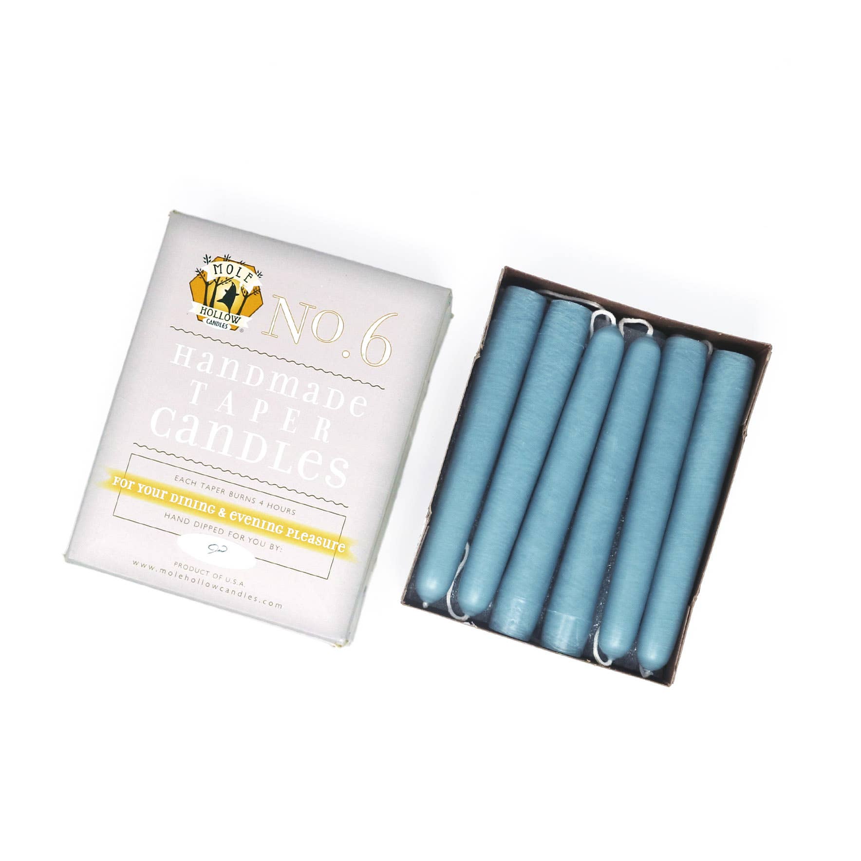 Mole Hollow Candles - Wholesale Tapered Candle/Candlestick - 6" Hand Dipped Unscented Taper Candles - 39 Colors USA Made29