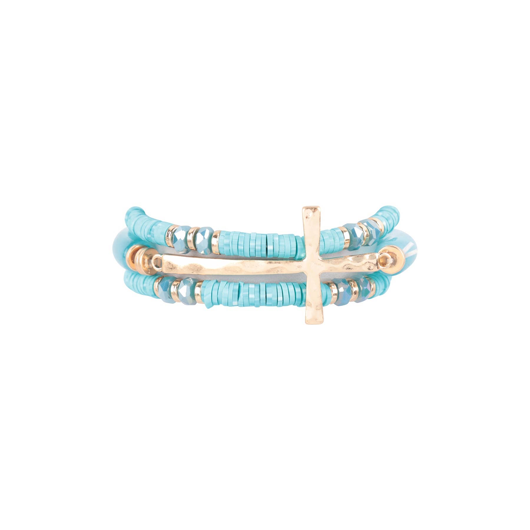 MYS Wholesale Inc - Vente Bracelet de perles - Bracelet extensible en résine Cross Fimo Tubular Beads5