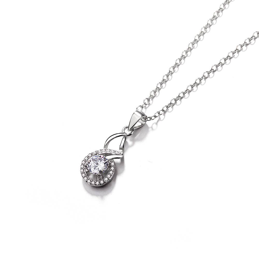 Amy and Annette - Wholesale Pendant/Charm Necklace - Sterling Silver Halo Pendant Necklace with Crystals1