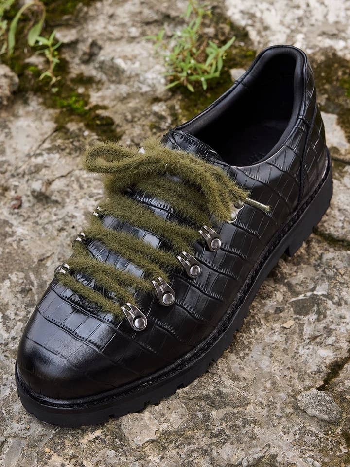 Leather croc Hiking Derby for wholesale by archive attire