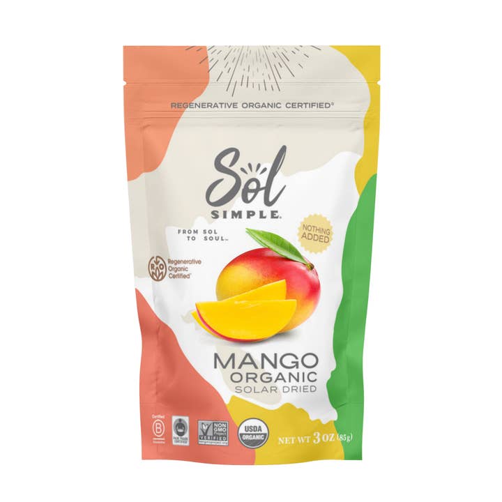 Regenerative Organic Certified Solar Dried Mango - 3oz for wholesale by Sol Simple