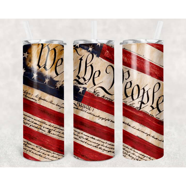 We the People - Bicchiere da sublimazione con coperchio e cannuccia per la vendita all'ingrosso da parte di Tees of Paradise