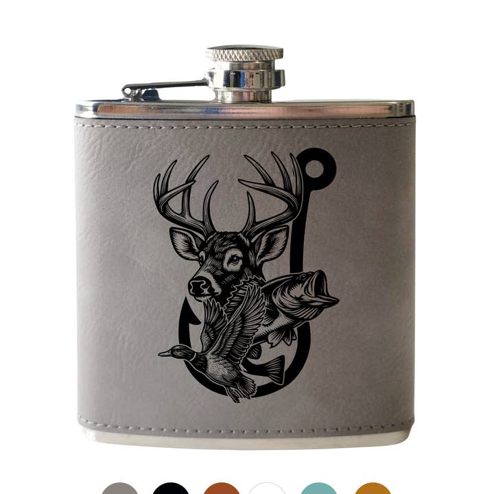Flask- Deer Duck Fish Trio for wholesale by Beckman Design