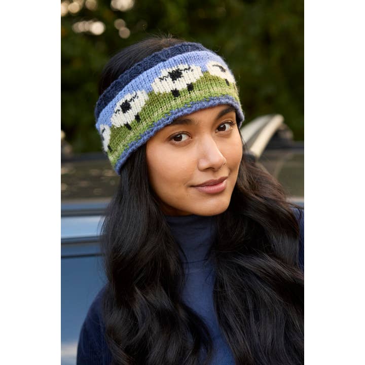 Cintillo Cinta para la cabeza de lana tejida con orejas de oveja blanca. de venta al por mayor en Faire