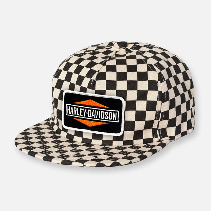 Webig Moto Company - Wholesale Flat Brim Cap - Unisex - CHECKERBOARD PIT CREW PATCH HAT COLLECTION