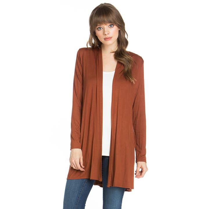 Azules Clothing - Wholesale Cardigan - Women's - Long Sleeve Open Front Draped Cardigan