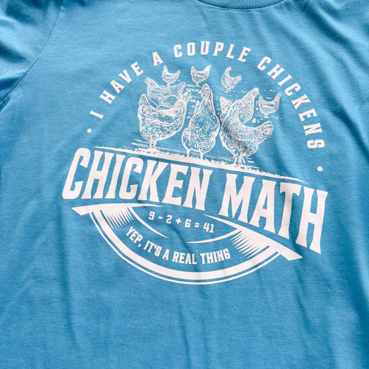 The Chicken Bawks - Wholesale Screen Printed T-Shirt - Unisex - Chicken Math - Aqua2