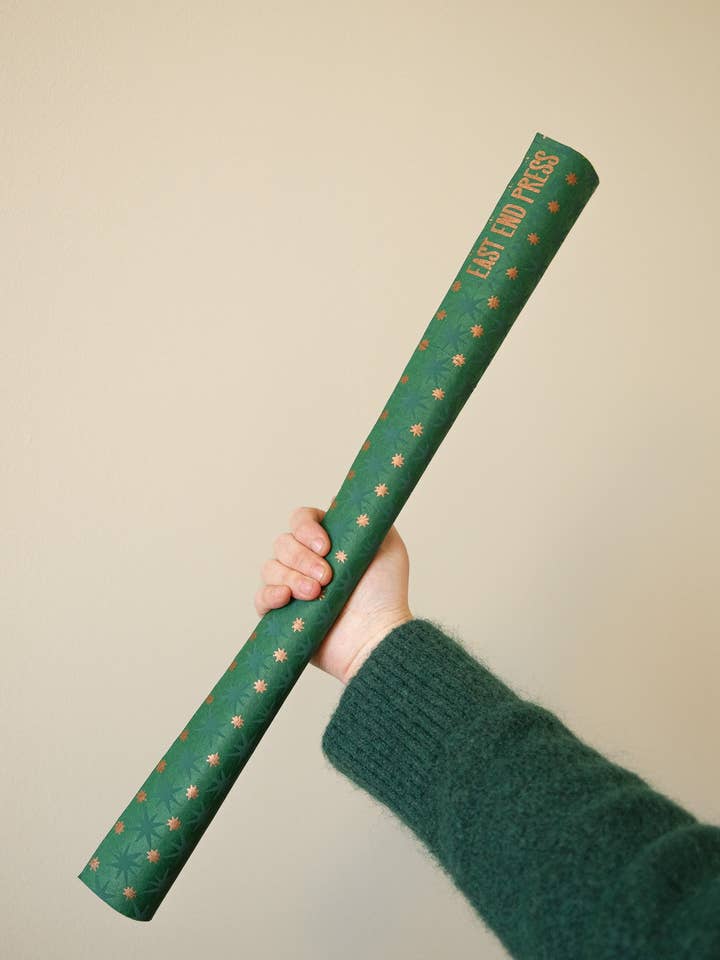 Regno Unito/UE: Carta da Regalo Festiva: Stelle Smeraldo per la vendita all'ingrosso da parte di East End Press