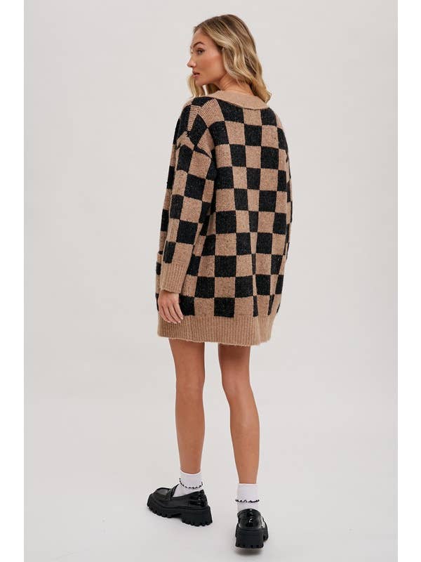 Vanilla Monkey - Wholesale Cardigan - Women's - Checkered Sweater Cardigan3