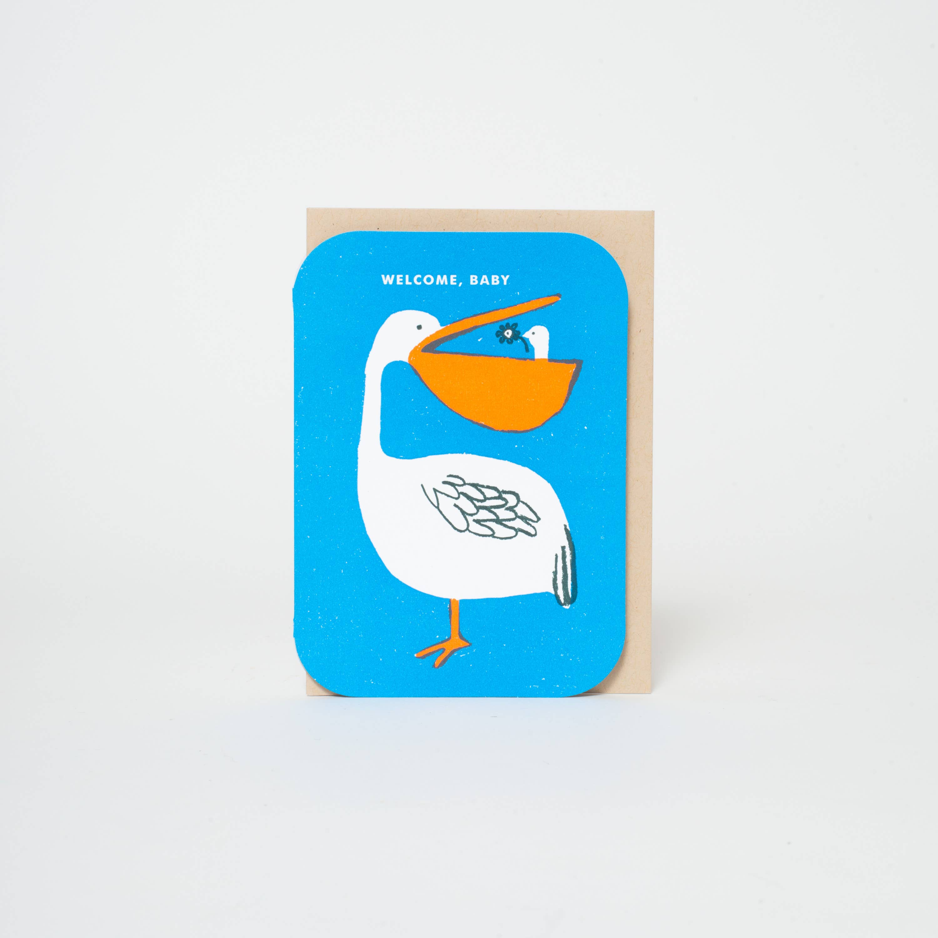 Egg Press Manufacturing - Wholesale Baby Card - Baby Congrats Pelican Welcome Letterpress Greeting Card by Egg Press1