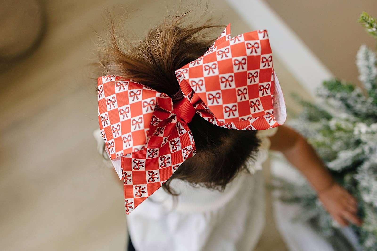 Golden Dot Lane - Vente Nœud pour cheveux – enfant - Noeud pour cheveux en gros-grain à carreaux rouges de 7 pouces5