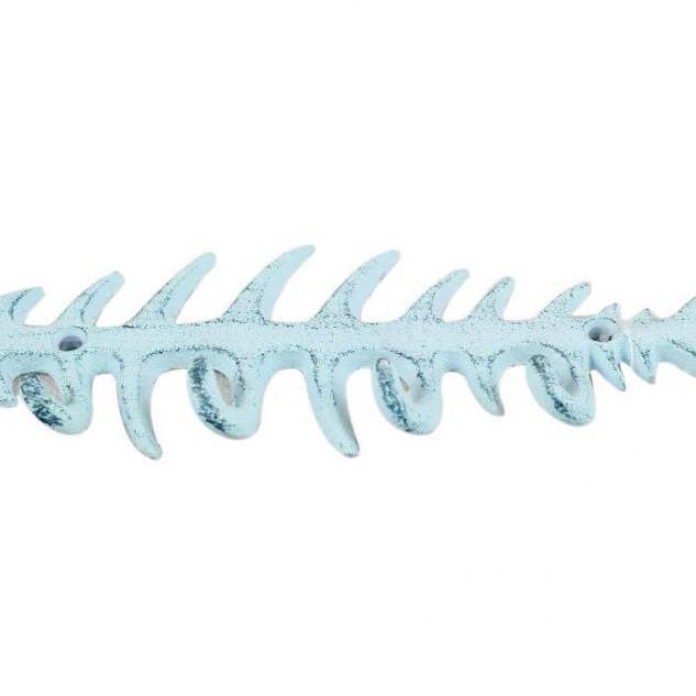 Llavero de hueso de pescado de hierro fundido encalado azul oscuro de 8 pulgadas para venta al por mayor de Hampton Ironworks