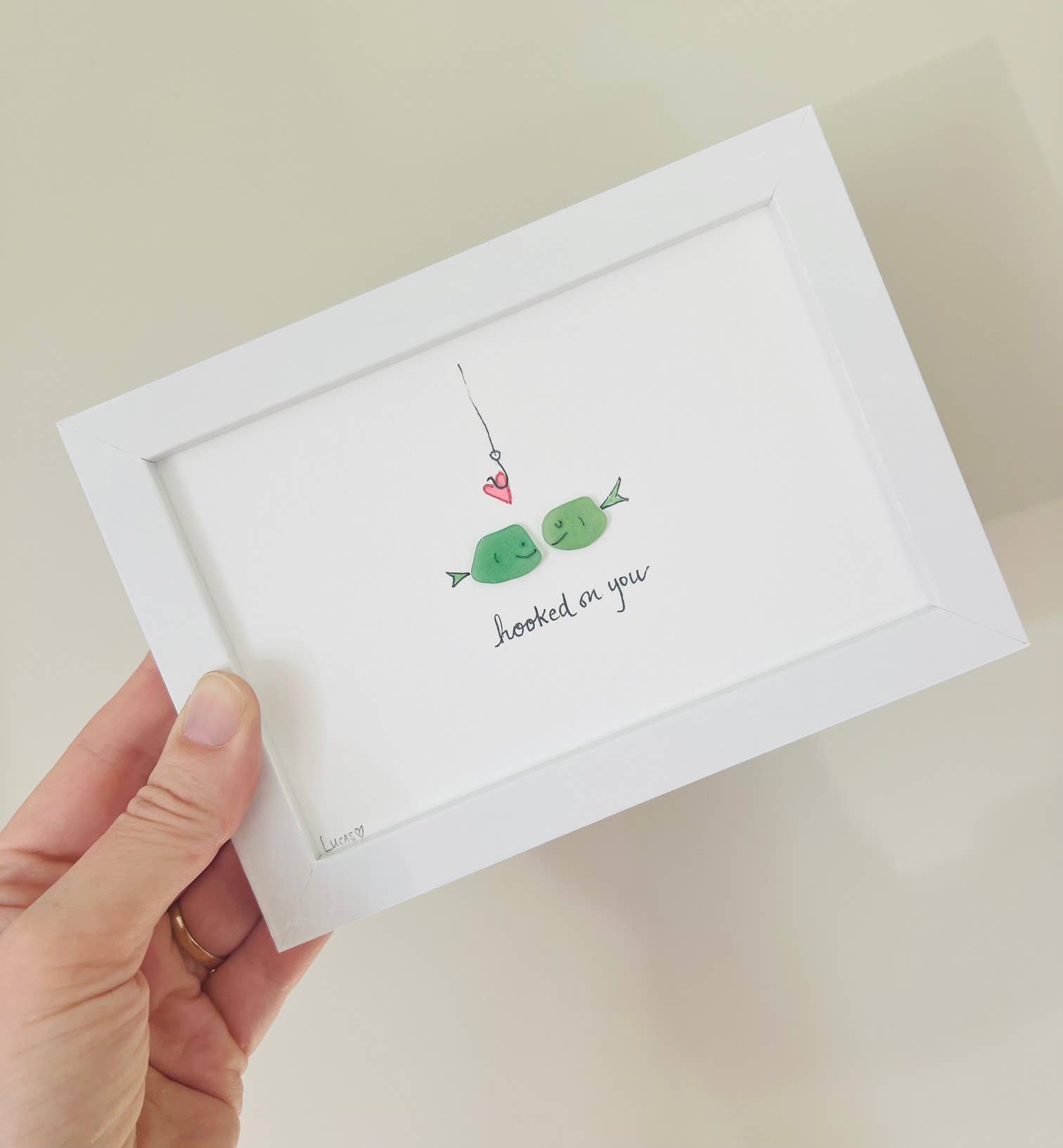 Sook & Hook - Wholesale Wall Sign - Hooked on You Fish Sea Glass Art2