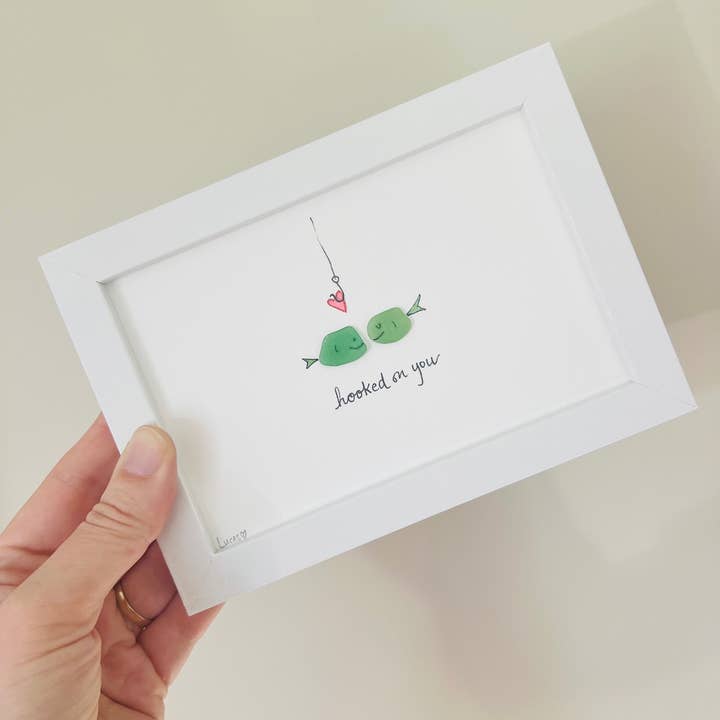 Sook & Hook - Wholesale Wall Sign - Hooked on You Fish Sea Glass Art2