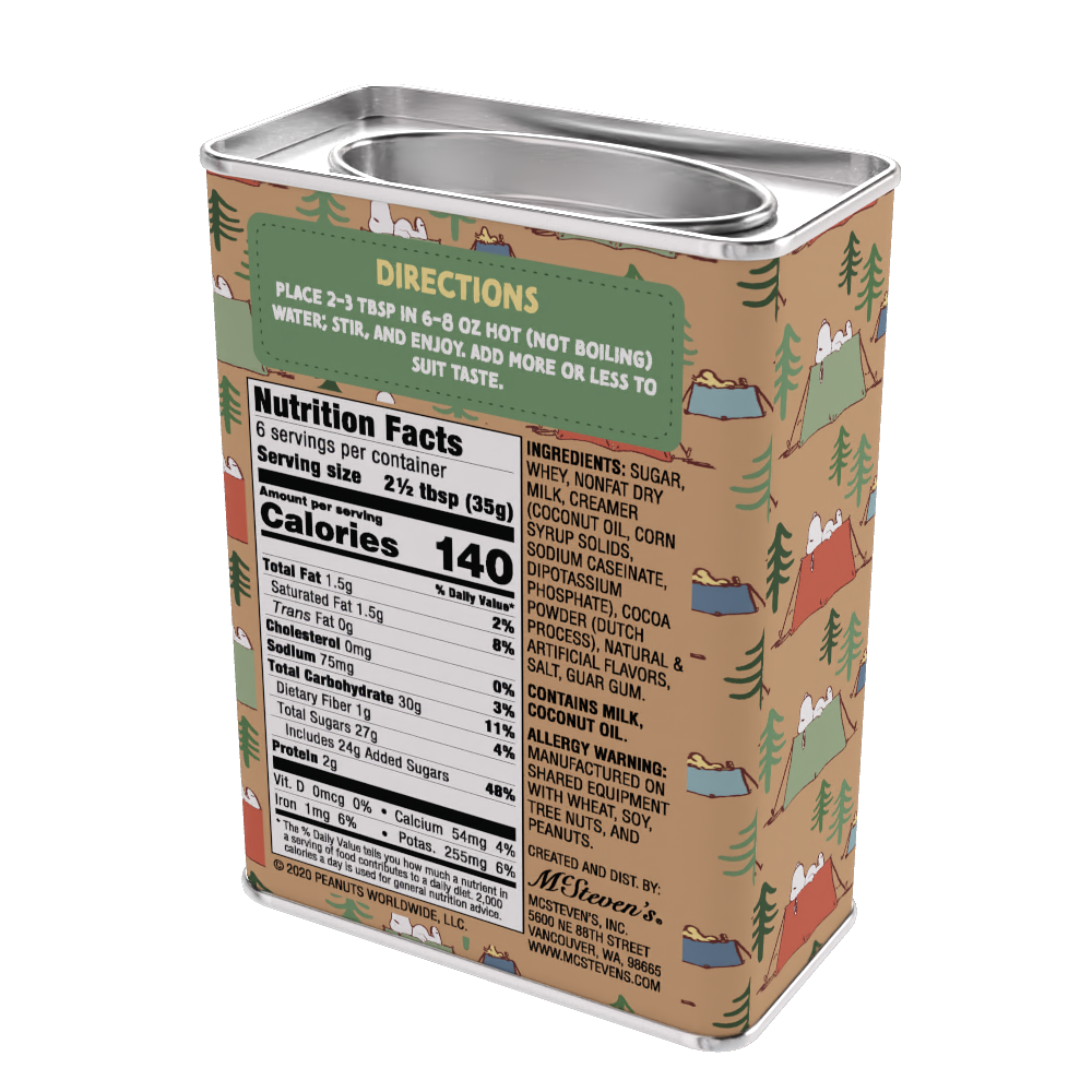 McSteven's - Wholesale Hot Cocoa Mix/Kit - Peanuts® Snoopy Camp Life S'mores Cocoa (8oz Tins)6