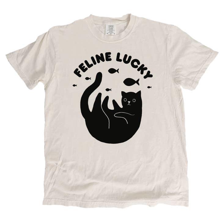 Feline Lucky Cat Graphic T-shirt, Screen Print Comfort Color for wholesale by Xenotees