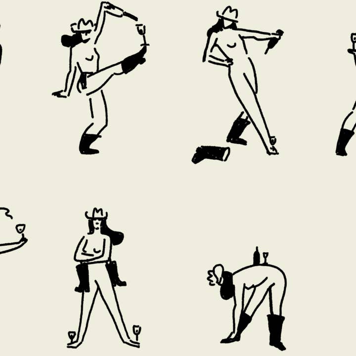 Tumbleweed Design Studio - Wholesale Art Print - Wine Dancing Cowgirl Minimal Western Wall Art2