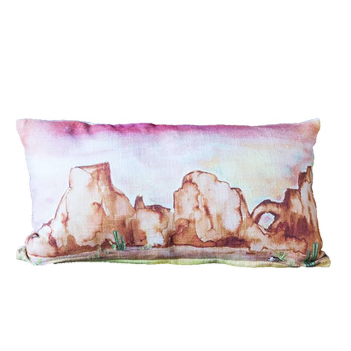 Watercolor Desert Scene Pillow Lendenkussen van katoen met ritssluiting voor wholesale door Knollwood Lane